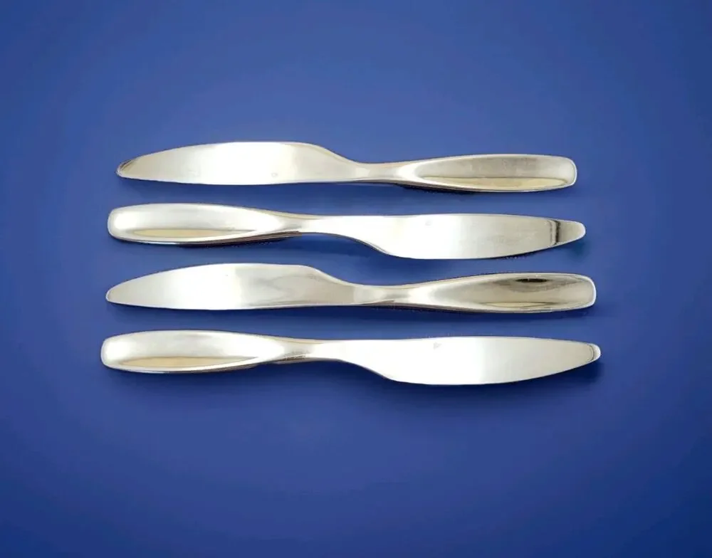 GS Gourmet Settings Set Of 4 Dinner Knives Concave GLOSSY Stainless